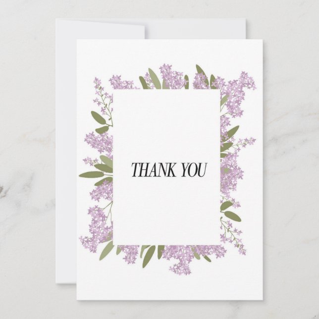 Invitation Merci en garniture de fleurs de lilas (Devant)