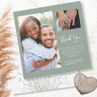 Invitation Merci Fleur sauvage Mariage du de Sage Green Boho