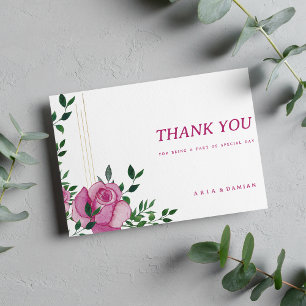 Invitation Merci floral rose lilas botanique