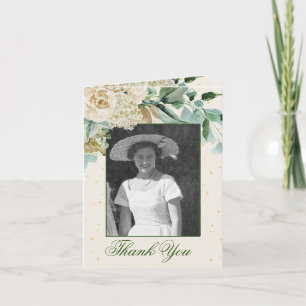 Invitation Merci Funérailles Photo Élégant Rose Foliage