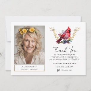 Invitation Merci funéraire Photo Cardinal