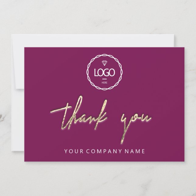 Invitation Merci Golden Script Logo Script Berry Marsala (Devant)