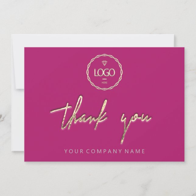 Invitation Merci Golden Script Logo Script rose minima (Devant)