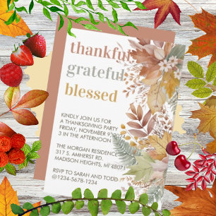Invitation Merci Grateful béni Rustique Thanksgiving