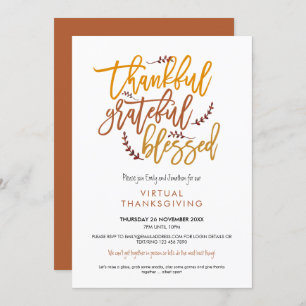 Invitation Merci Grateful béni Virtual Thanksgiving