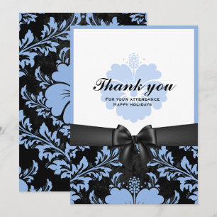 Invitation Merci heureux vacances bleu floral