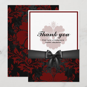 Invitation Merci heureux vacances noir arc, rouge floral