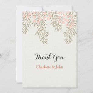 Invitation Merci mariage à fleurs d'ivoire