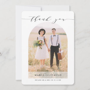 Invitation MERCI mariage couple photo arche moderne