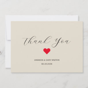 Invitation Merci Mariage de coeur d'hiver simple