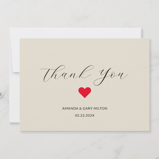 Invitation Merci Mariage de coeur d'hiver simple (Devant)