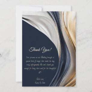 Invitation Merci-moderne Abstrait -Bleu Blanc Or-