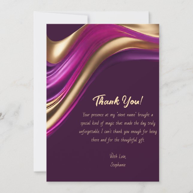 Invitation Merci-moderne Abstrait -violet et or- (Devant)