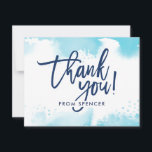 Invitation MERCI NOTE aquarelle bleu aqua lettrée main<br><div class="desc">par kat massard >>> kat@simplysweetPAPERIE.com <<< Une façon simple et élégante de remercier vos invités d'avoir assisté à l'installation de BAR MITZVAH de votre enfant en tant que modèle, il est simple pour vous d'ajouter vos propres détails, ou appuyez sur le bouton personnaliser et vous pouvez ajouter ou modifier du...</div>