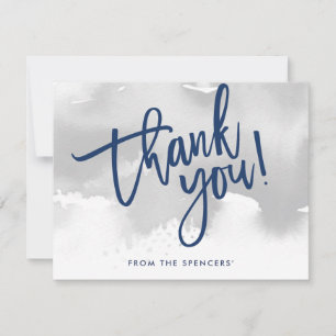 Invitation MERCI NOTE aquarelle gris argent main
