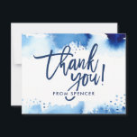 Invitation MERCI NOTE lettré main marine bleu aquarelle<br><div class="desc">par kat massard >>> kat@simplysweetPAPERIE.com <<< Une façon simple et élégante de remercier vos invités d'avoir assisté à l'installation de BAR MITZVAH de votre enfant en tant que modèle, il est simple pour vous d'ajouter vos propres détails, ou appuyez sur le bouton personnaliser et vous pouvez ajouter ou modifier du...</div>