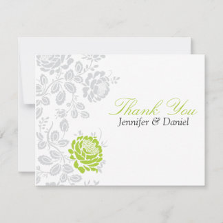 Invitation Merci Notes Lime et Grey Damask