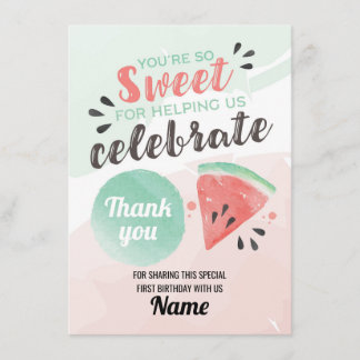 Invitation Merci One in a Melon First Birthday Card Sweet