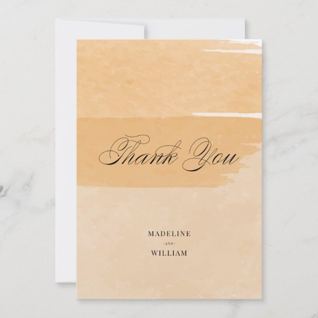 Invitation Merci Orange Aquarelle | Ajoutez Votre Photo (Devant)