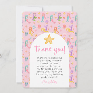Invitation Merci photo de l'anniversaire de la Sirène