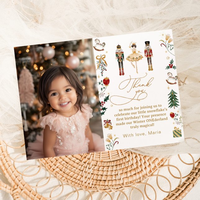 Invitation Merci photo de Nutcracker Winter Onederland (Créateur téléchargé)