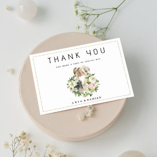 Invitation Merci photo du couple de couleur blanche rose pint