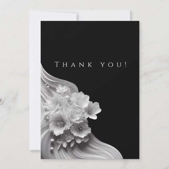 Invitation Merci photo mariage - noir et blanc (Dos)
