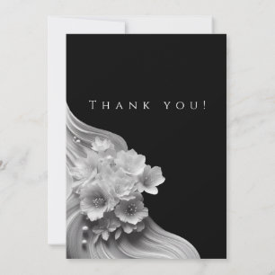 Invitation Merci photo mariage - noir et blanc