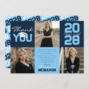 Invitation Merci photo Navy & Baby Blue 3