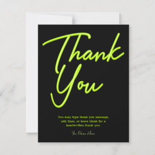Invitation Merci pour la lueur vert lime néon
