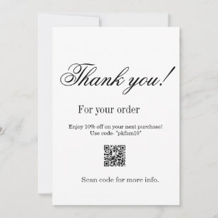 Invitation Merci pour l'achat détail de l'entreprise familial