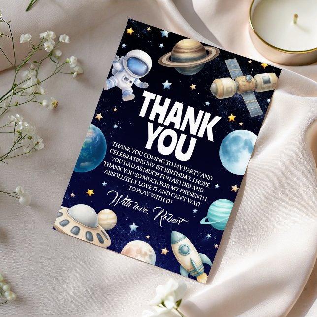 Invitation Merci pour l'anniversaire de l'astronaute de l'esp (Créateur téléchargé)
