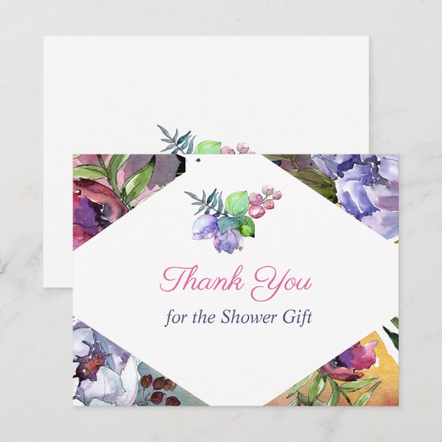 Invitation Merci pour le Cadeau de Douche (Devant / Derrière)
