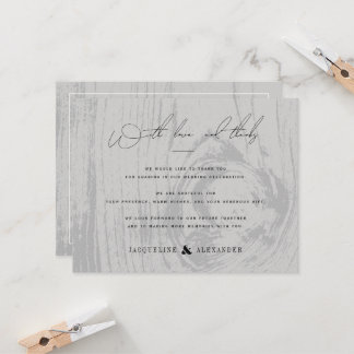 Invitation Merci pour le mariage hivernal en bois gris rustiq