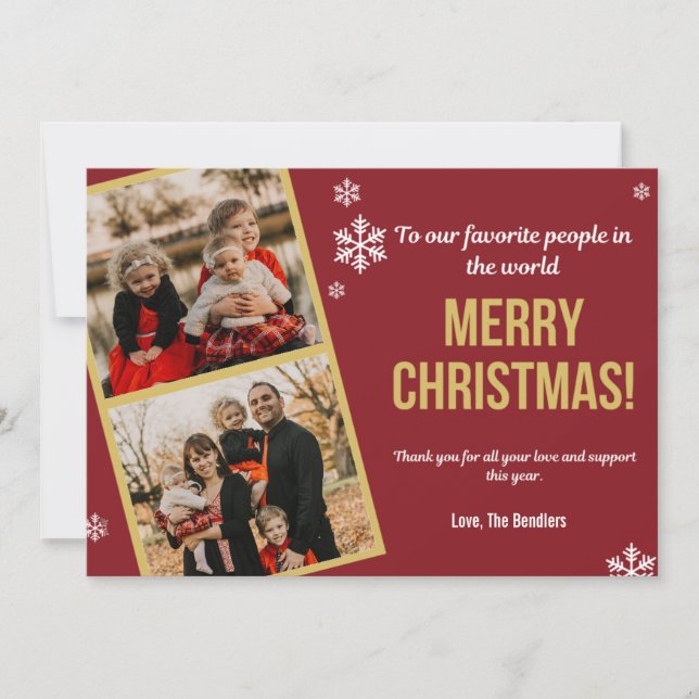 Invitation Merci pour le support Multi Photo Christmas Card (Devant)