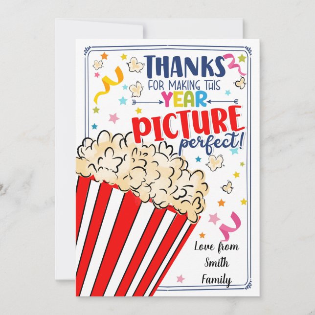 Invitation Merci pour une photo parfaite année cadeau enseign (Devant)