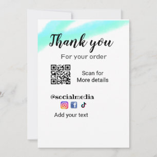 Invitation Merci pour votre commande ajouter q r coordonnées