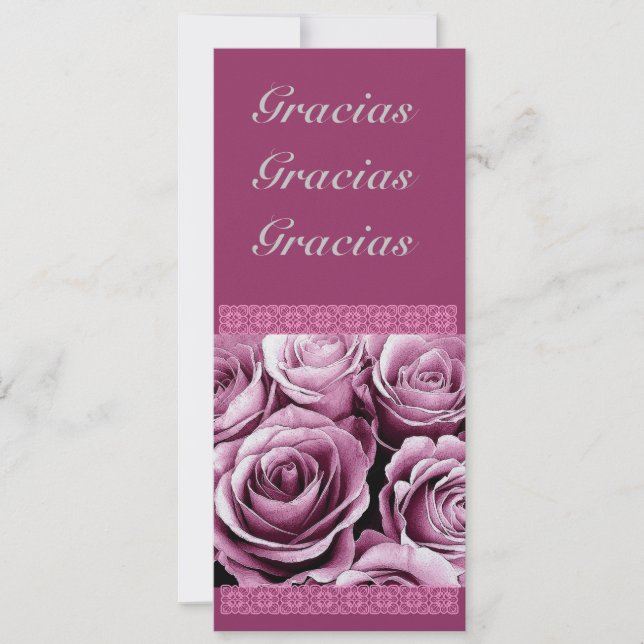Invitation Merci Quinceanera CUSTOM avec Roses roses roses (Devant)