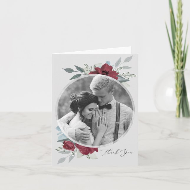 Invitation Merci Romance floral (Devant)