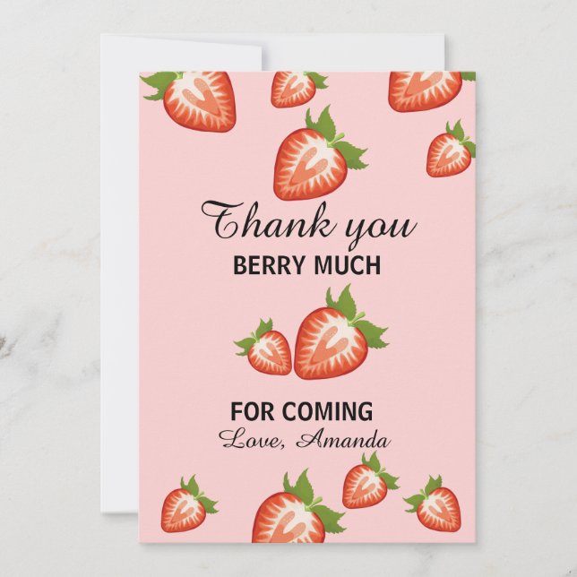 Invitation Merci rose Berry beaucoup premier anniversaire (Devant)