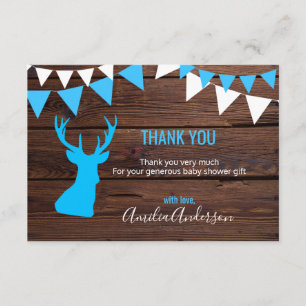 Invitation Merci rustique  bleu Buck baby shower GARY