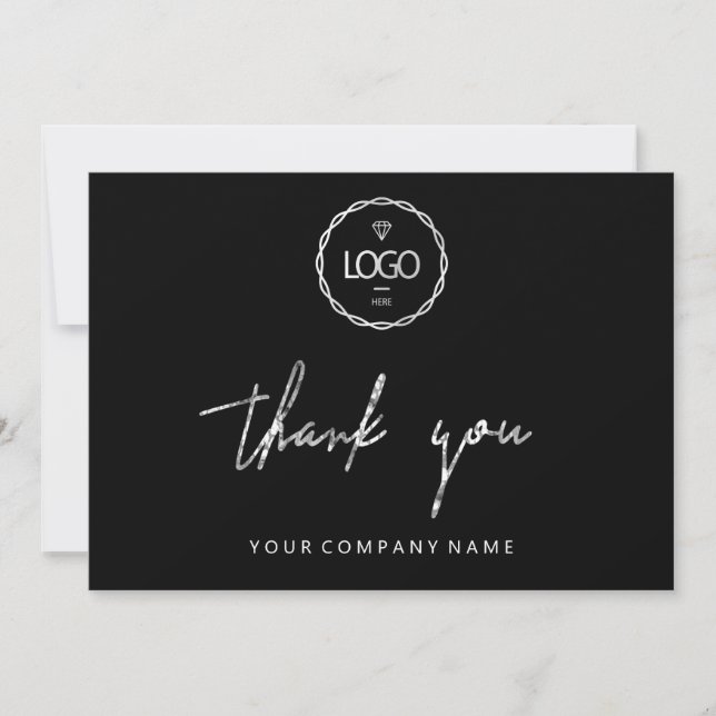 Invitation Merci Script Business Insert Card Logo noir (Devant)