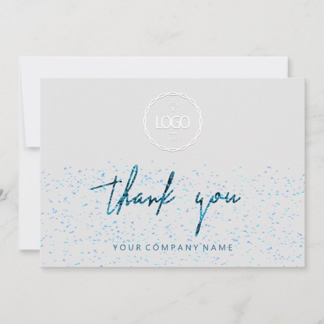Invitation Merci Script Business Insert Logo Blue Grey (Devant)