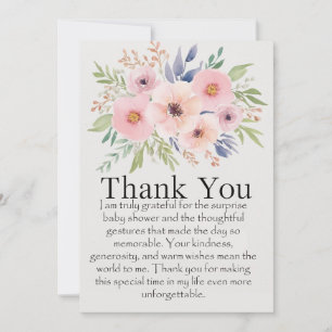 Invitation Merci sincèrement pour le baby shower surprise.