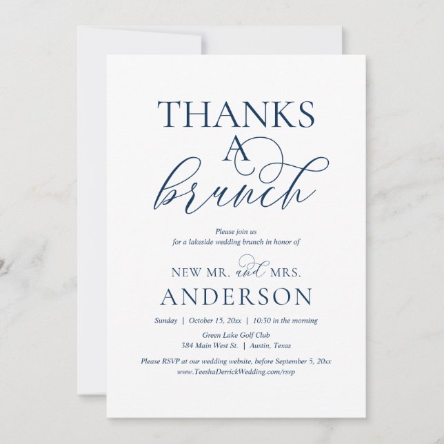 Invitation Merci Un Brunch, Post Mariage Elopement Party (Devant)