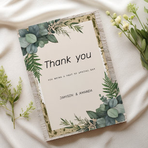 Invitation Merci végétal de l'eucalyptus rustique