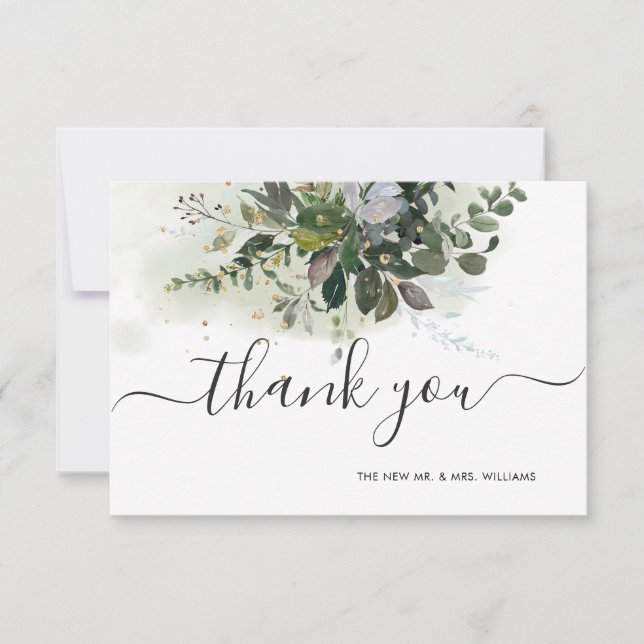 Invitation Merci vert de gomme bleue Eucalyptus (Devant)