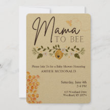 Mère à abeille - Abeille Thème Baby shower Invitat