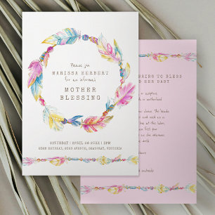 Invitation Mère bénédiction perles instructions art rose