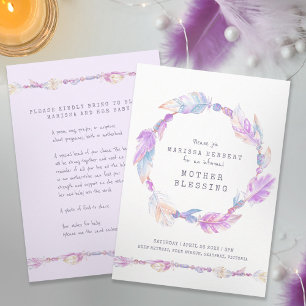 Invitation Mère bénédiction perles instructions art violet
